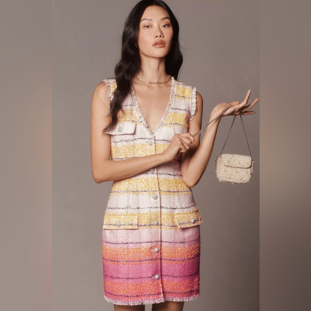 Maeve Colorful Sleeveless Tweed Mini Dress